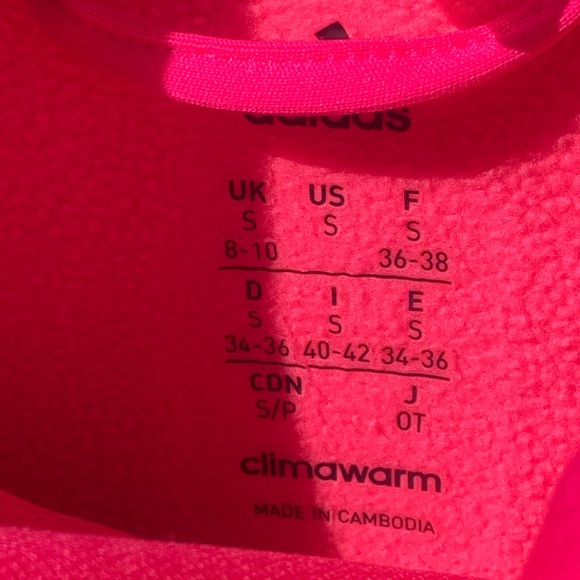 WOMENS SMALL PINK HOODED ADIDAS 2 POCKET THUMB LOOPS PULLOVER SWEATSHIRT - Picture 3 of 7